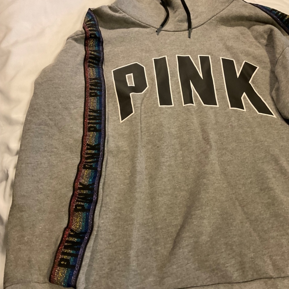 Pink Mock Turtleneck Hoodie-Medium - Picture 3 of 6